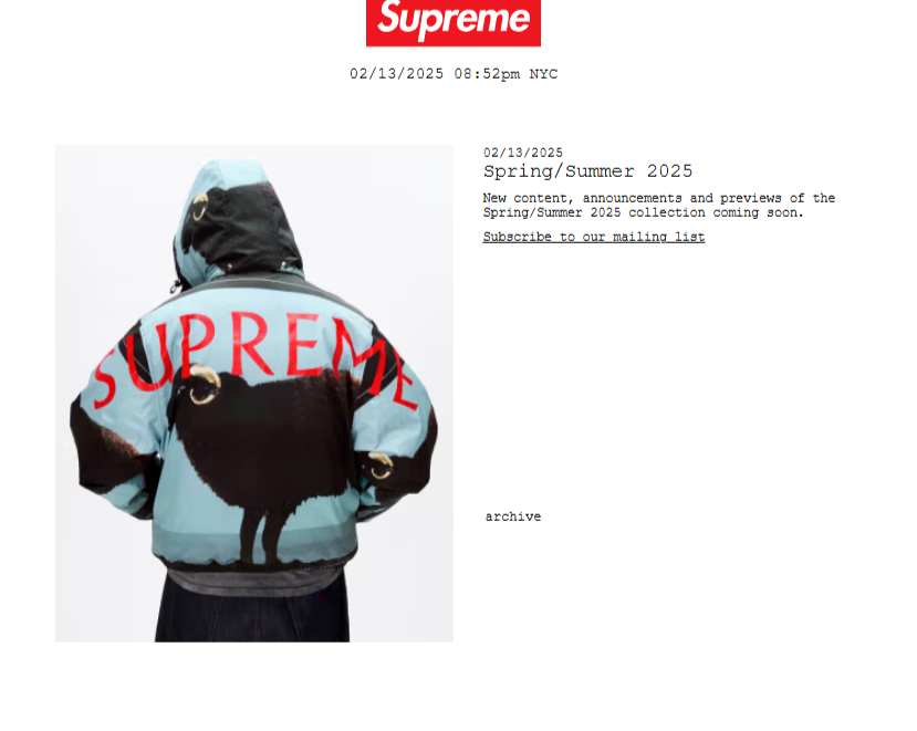 「Supreme」 2025年春夏，第一次预告正式曝光！下周开售！