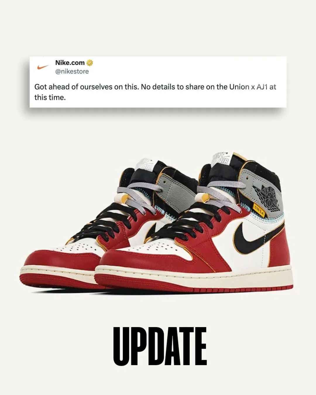 Snkrs随时突袭！App抽签！芝加哥「union x AJ1」货量5.5w...